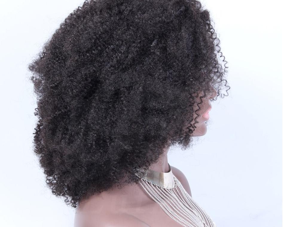 Afro Human Hair Kinky Wig with Bang