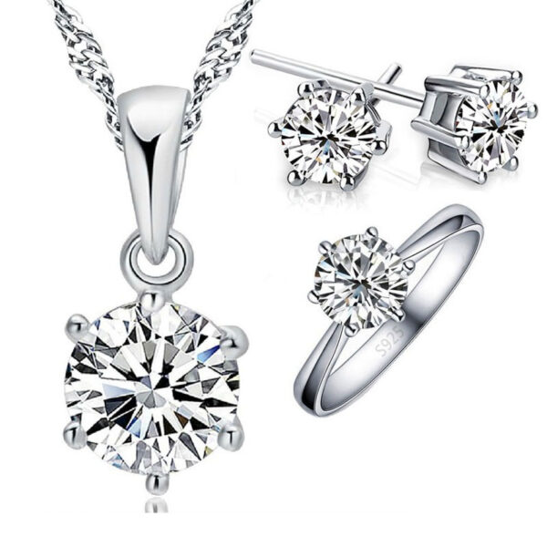 925 Sterling Silver Bridal Jewelry Set