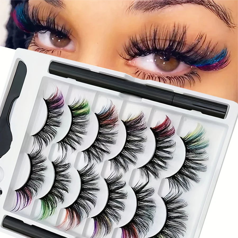 6 pairs of color 8D fluffy curly false eyelashes, magnetic eyeliner pen is not easy to smudge and do not leak eyelashes set 6 pairs of color 8D fluffy curly false eyelashes, magnetic eyeliner pen is not easy to smudge and do not leak eyelashes set