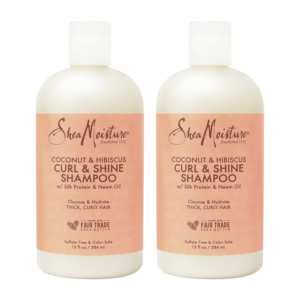 Curl and Shine Coconut Shampoo for Curly Hair Coconut and Hibiscus Paraben Free Shampoo 13 Oz 2 Count