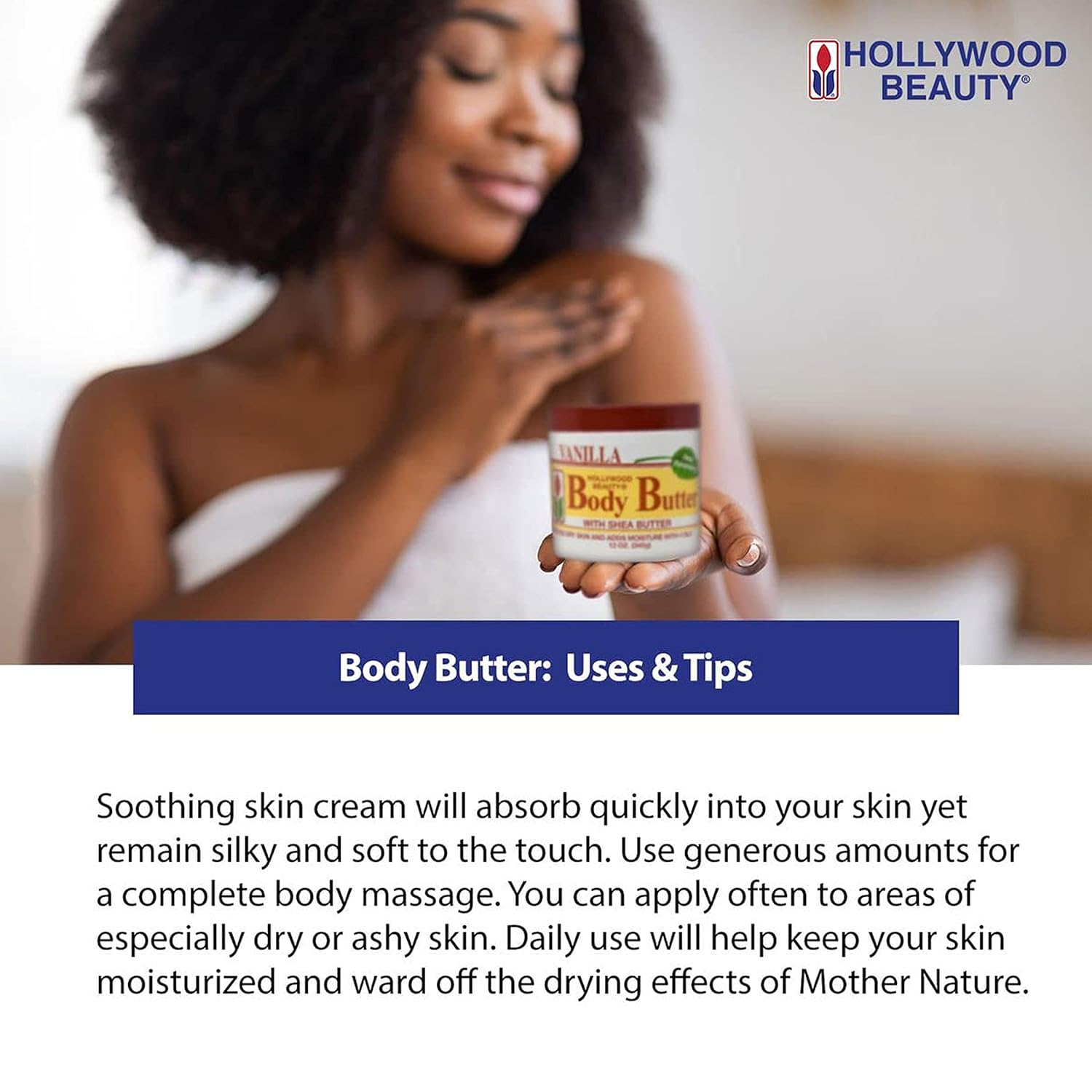 Body Butter with Shea Butter, Vanilla - 12 Oz. - Sooth & Moisturize Skin - Image 4