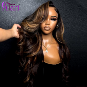 Transparent 13X4 13X6 Lace Frontal Body Wave Human Hair Wigs Brown Stripe Highlights 5X5 Closure Lace Wig Pre Plucked for Women