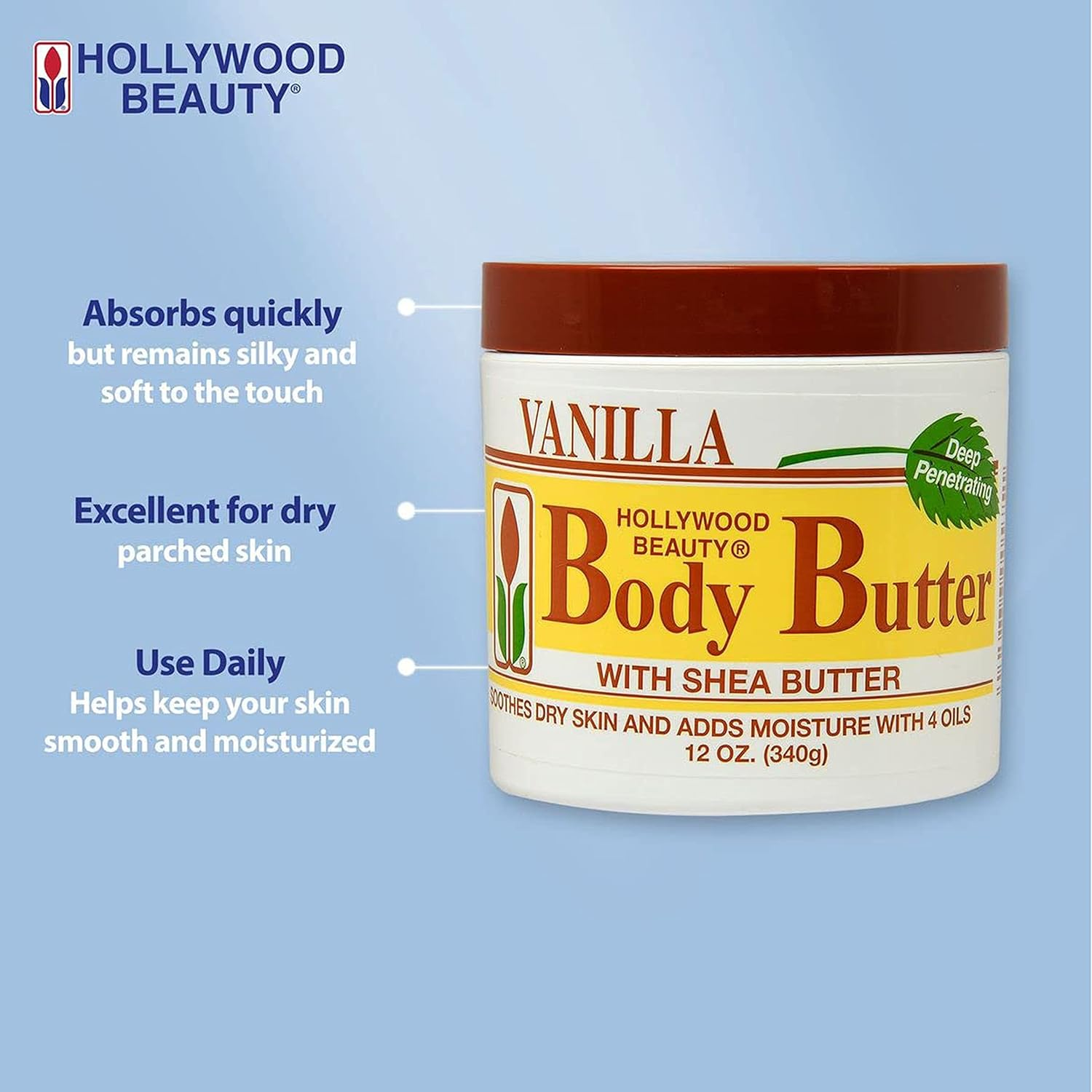 Body Butter with Shea Butter, Vanilla - 12 Oz. - Sooth & Moisturize Skin - Image 3