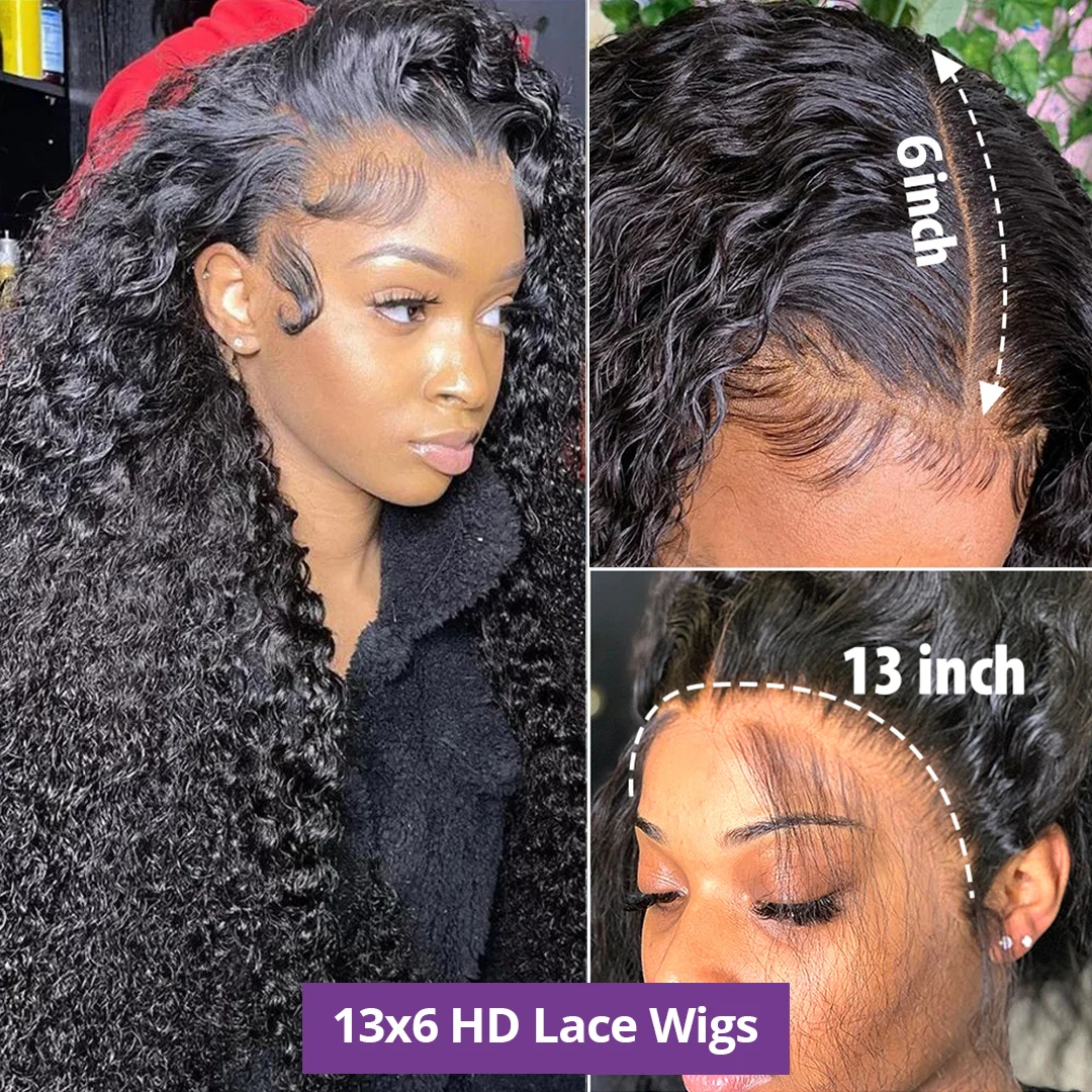 13x6 Hd Lace Frontal Wig Deep Wave 250 Density Curly Human Hair 100% Preplucked Water Wave Front Wigs For Black Women Brazilian - Image 2