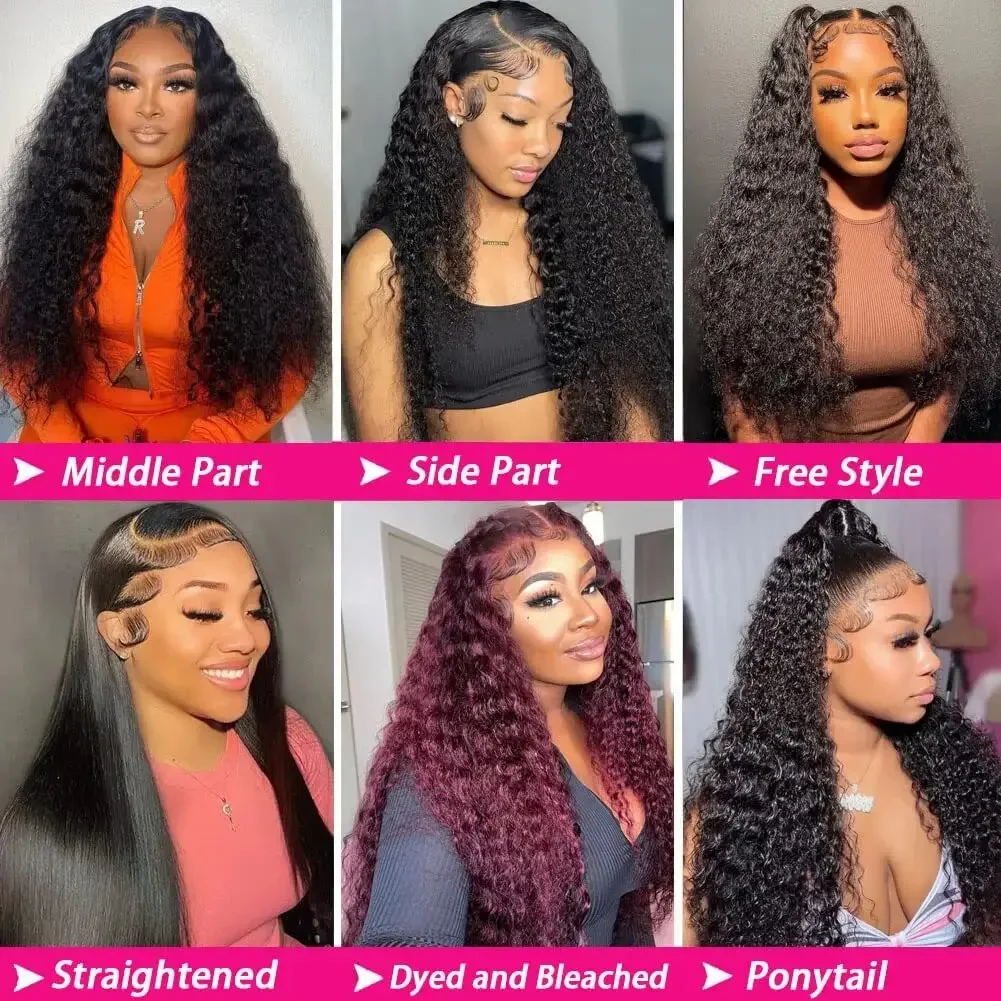 13x6 Hd Lace Frontal Wig Deep Wave 250 Density Curly Human Hair 100% Preplucked Water Wave Front Wigs For Black Women Brazilian 13x6 Hd Lace Frontal Wig Deep Wave 250 Density Curly Human Hair 100% Preplucked Water Wave Front Wigs For Black Women Brazilian