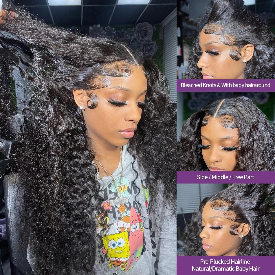 13x6 Hd Lace Frontal Wig Deep Wave 250 Density Curly Human Hair 100% Preplucked Water Wave Front Wigs For Black Women Brazilian - Image 3
