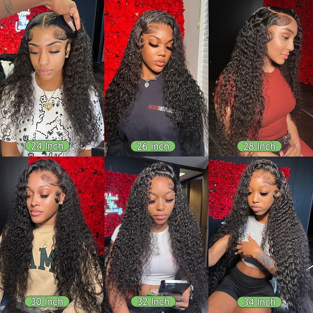 13x6 Hd Lace Frontal Wig Deep Wave 250 Density Curly Human Hair 100% Preplucked Water Wave Front Wigs For Black Women Brazilian 13x6 Hd Lace Frontal Wig Deep Wave 250 Density Curly Human Hair 100% Preplucked Water Wave Front Wigs For Black Women Brazilian