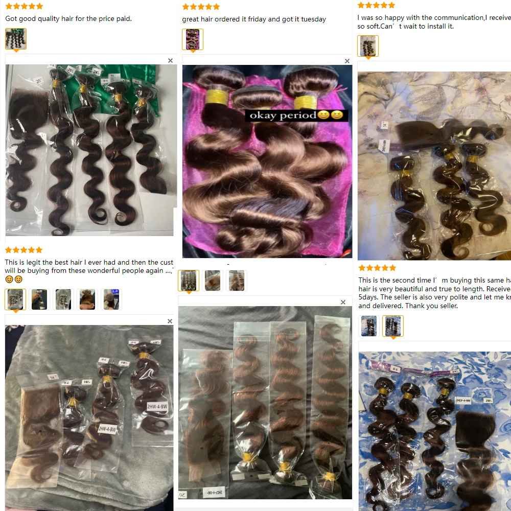10A Brazilian Bundles with Closure Body Wave Bundles Human Hair With 4x4 Lace Closure Brown Blonde Colored 3/4 Bundles Hair Remy