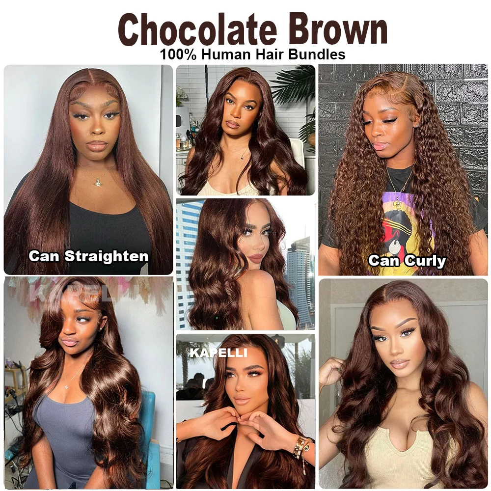 10A Brazilian Bundles with Closure Body Wave Bundles Human Hair With 4x4 Lace Closure Brown Blonde Colored 3/4 Bundles Hair Remy