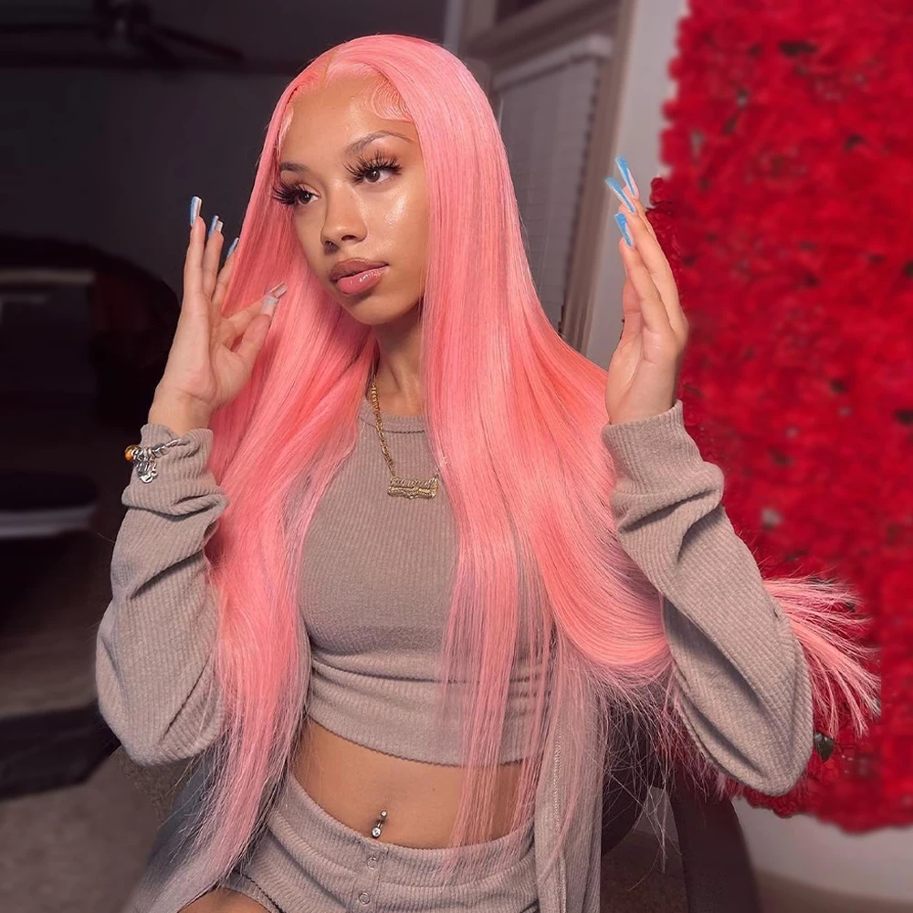 Bone Straight 13x6 HD Light Pink Lace Front Wigs 100% Human Hair For Women Brazilian 613 Color 13x4 Lace Frontal Wig Pre Plucked