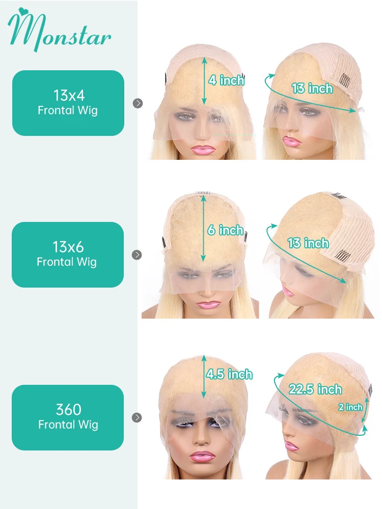 13x4 13x6 360 HD Transparent 613 Honey Blonde Color Lace Front Human Hair Wigs for Women Raw Brazilian Straight Lace Frontal Wig - Image 6