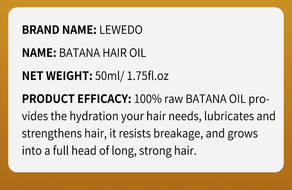 Lewedo Naturals Batana Oil Fast Hair Growth for Men Women Pure Batana Oil Nourish Shiny Hair Healthy Hair Care Anti Hair Loss