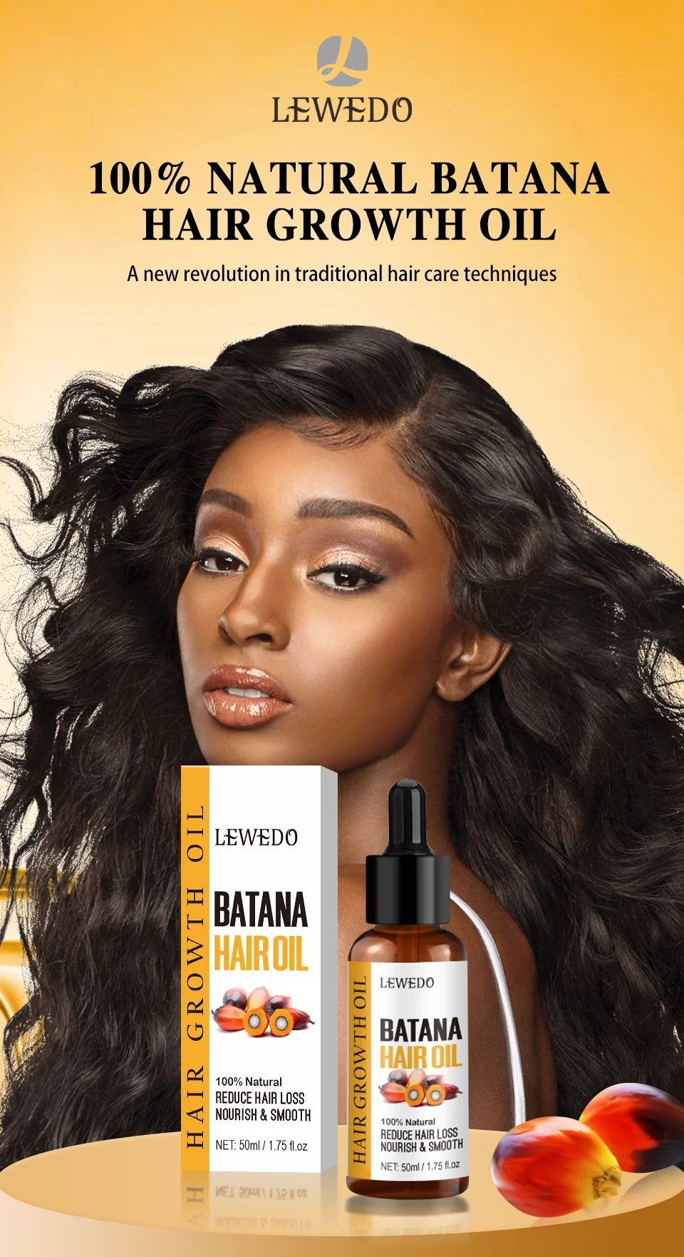 Lewedo Naturals Batana Oil Fast Hair Growth for Men Women Pure Batana Oil Nourish Shiny Hair Healthy Hair Care Anti Hair Loss
