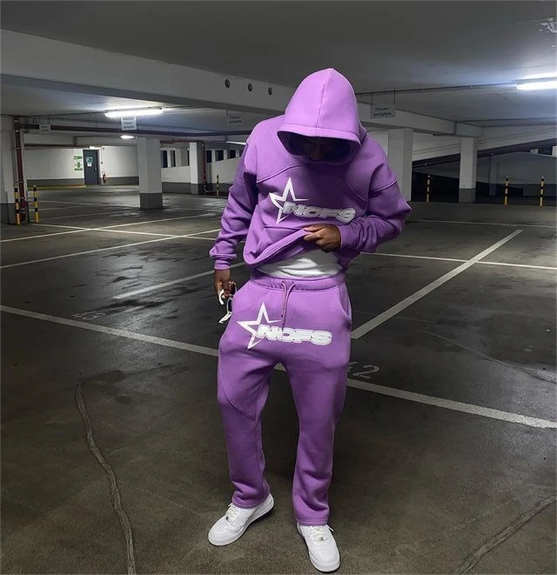 Y2K Hoodies Men Harajuku Hip Hop Letter Graphic Print Loose Sweatshirts 2024 Punk Rock Gothic Clothes Tops Goth Pants Streetwear