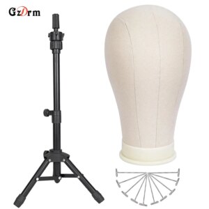21inch 23inch Wig Head Mannequin Head with Wig Stand ,Manikin Canvas Head for Wigs Making Display