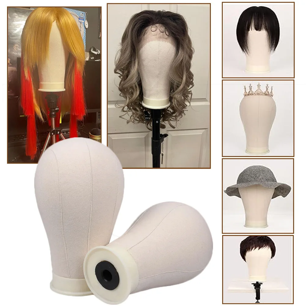 21inch 23inch Wig Head Mannequin Head with Wig Stand ,Manikin Canvas Head for Wigs Making Display - Image 5