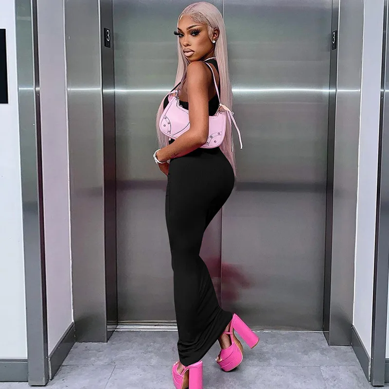 Hugcitar Ribbed Sexy Y2K Clothes Sleeveless Bodycon Maxi Dresses For Women Club Birthday Party Streetwear Elegant Outfits