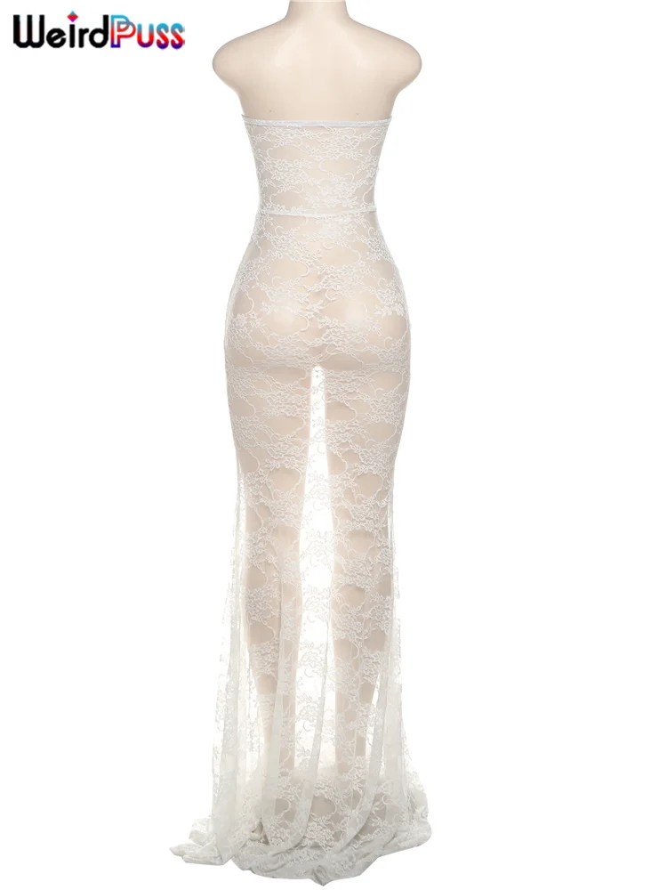 Weird Puss Sexy Party Dress Women Mesh Patchwork Strapless Shirring Hollow Coquette Banquet Elegant Summer Trend Maxi Bodycon Weird Puss Sexy Party Dress Women Mesh Patchwork Strapless Shirring Hollow Coquette Banquet Elegant Summer Trend Maxi Bodycon