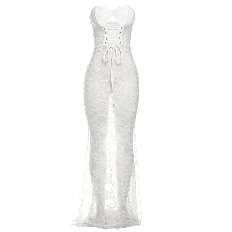 Weird Puss Sexy Party Dress Women Mesh Patchwork Strapless Shirring Hollow Coquette Banquet Elegant Summer Trend Maxi Bodycon Weird Puss Sexy Party Dress Women Mesh Patchwork Strapless Shirring Hollow Coquette Banquet Elegant Summer Trend Maxi Bodycon