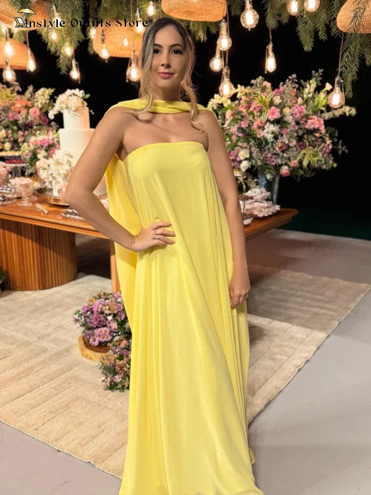 Casual Halter Long Dress Women Loose Spring Summer Tube Top Backless Floor-length Dresses Lady Yellow Robe Woman Holiday Stylish