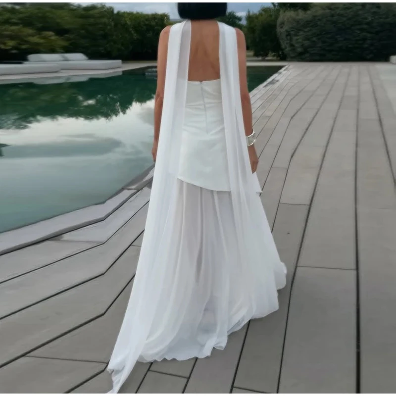 Casual Halter Long Dress Women Loose Spring Summer Tube Top Backless Floor-length Dresses Lady Yellow Robe Woman Holiday Stylish Casual Halter Long Dress Women Loose Spring Summer Tube Top Backless Floor-length Dresses Lady Yellow Robe Woman Holiday Stylish