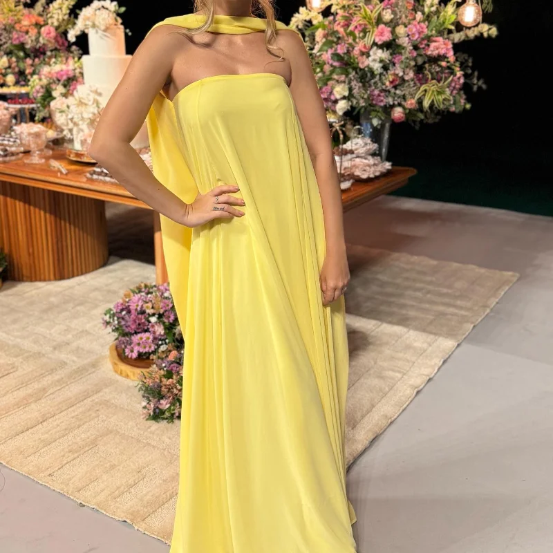 Casual Halter Long Dress Women Loose Spring Summer Tube Top Backless Floor-length Dresses Lady Yellow Robe Woman Holiday Stylish Casual Halter Long Dress Women Loose Spring Summer Tube Top Backless Floor-length Dresses Lady Yellow Robe Woman Holiday Stylish