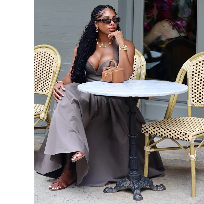 CM.YAYA 2024 Summer Sleeveless Sweet Strapless Slim Halter Floor-Length Long Women Dress Beach Party Evening Sexy Maxi Dresses