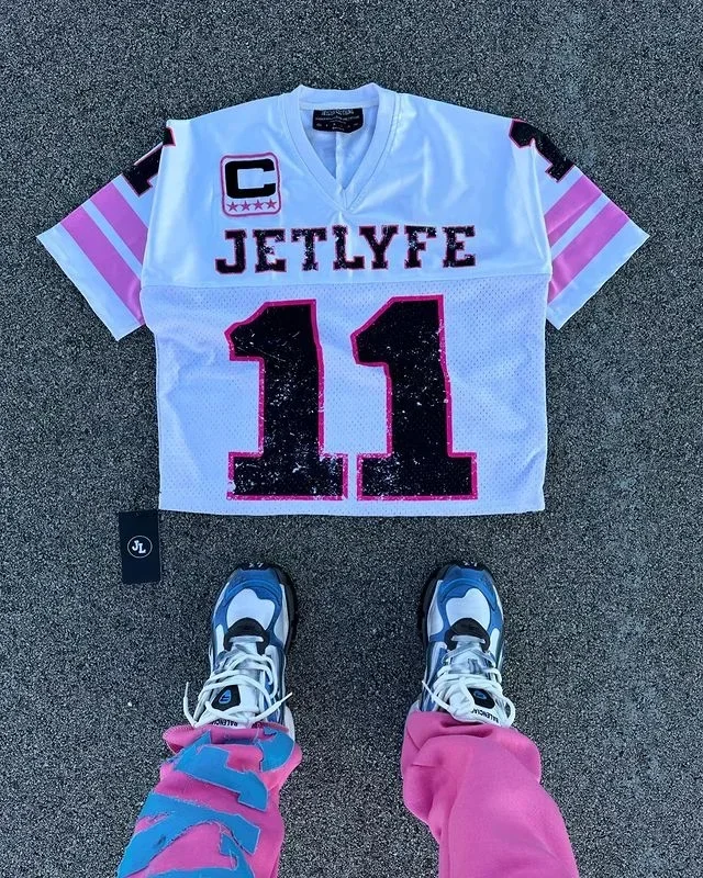 Retro Hip-hop Sports Style Color Blocking Printed Couple T-shirt for Men Mesh Breathable High-quality Y2K Short Sleeved Jersey