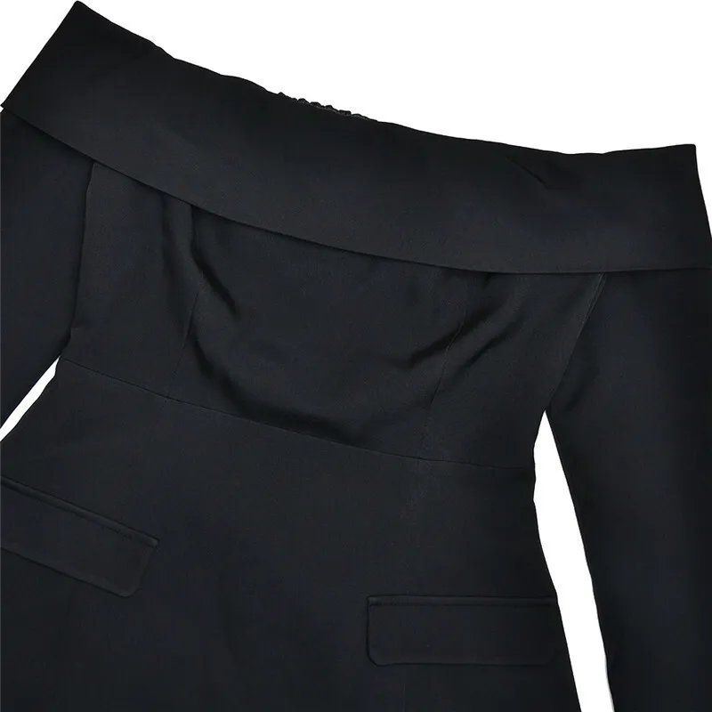 Mozision Off-shoulder Long Sleeve Sexy Mini Dress For Women Two Pocket Strapless Backless A-line Club Party Sexy Dress Elegant Mozision Off-shoulder Long Sleeve Sexy Mini Dress For Women Two Pocket Strapless Backless A-line Club Party Sexy Dress Elegant