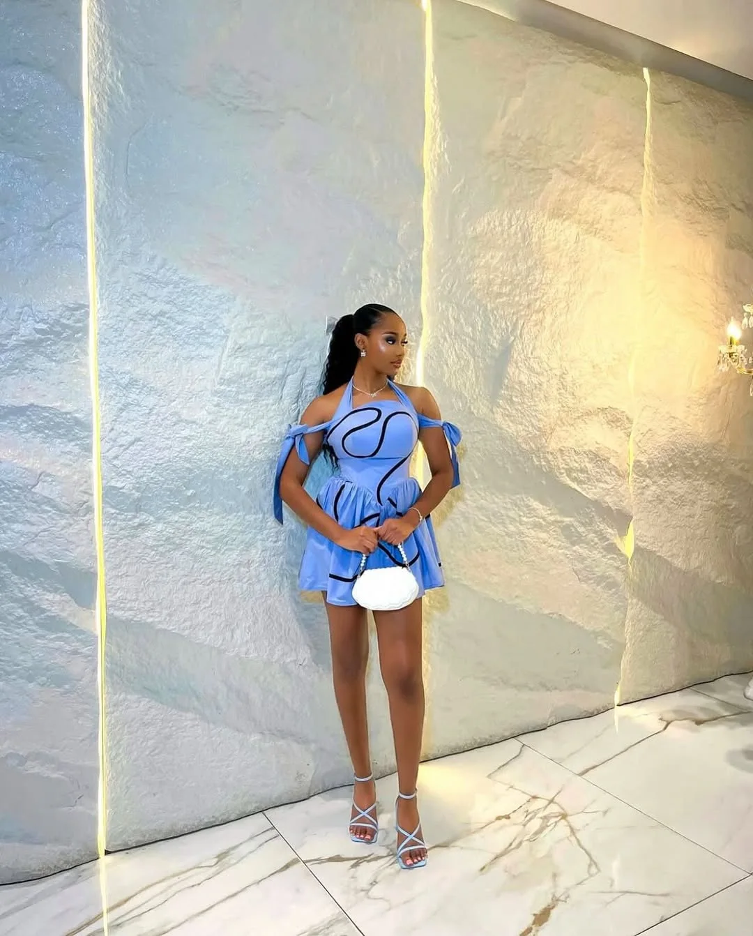 CM.YAYA Summer Women Bowknot Shoulder Halter Neck Geometric Striped Big Swing Dress Streetwear Night Club Party Dresses Vestidos CM.YAYA Summer Women Bowknot Shoulder Halter Neck Geometric Striped Big Swing Dress Streetwear Night Club Party Dresses Vestidos