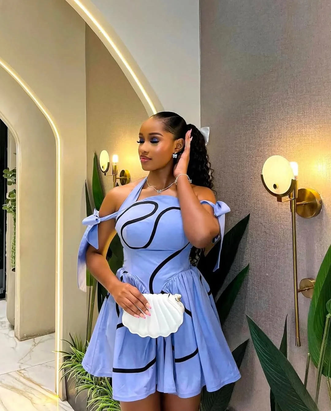 CM.YAYA Summer Women Bowknot Shoulder Halter Neck Geometric Striped Big Swing Dress Streetwear Night Club Party Dresses Vestidos CM.YAYA Summer Women Bowknot Shoulder Halter Neck Geometric Striped Big Swing Dress Streetwear Night Club Party Dresses Vestidos