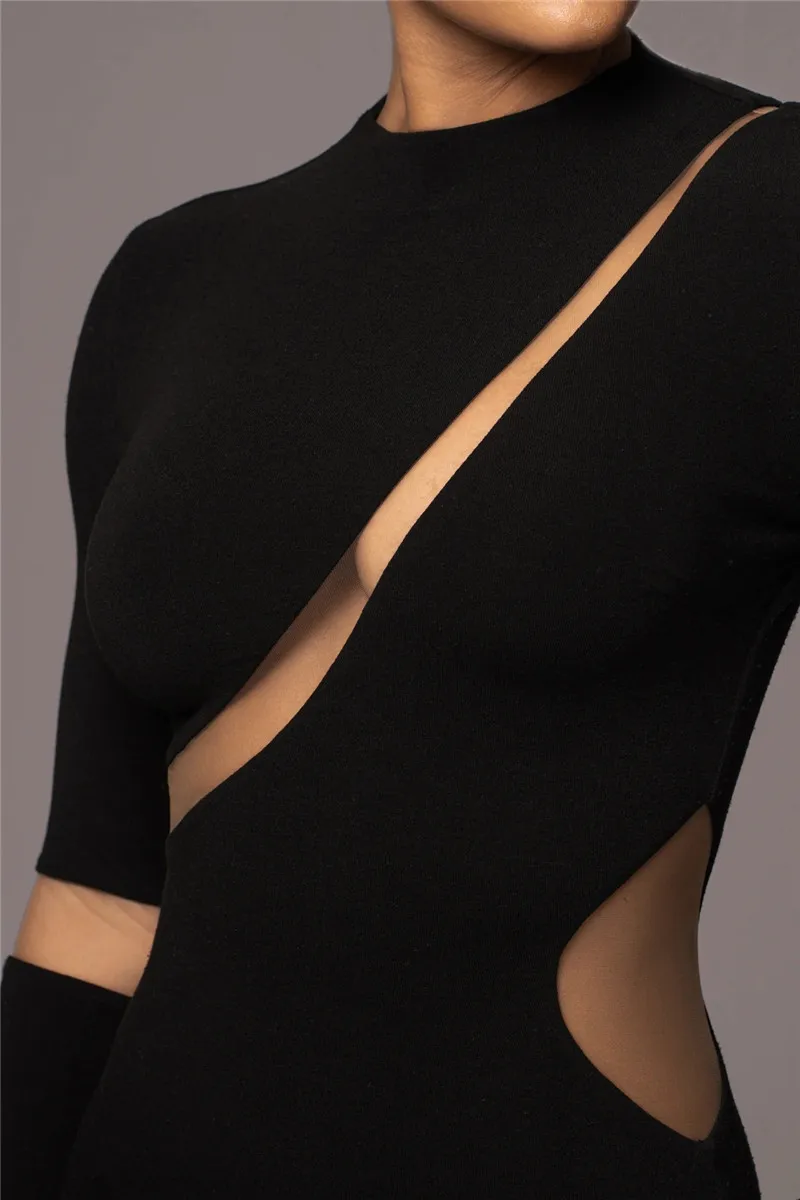 Mozision Turtleneck Long Sleeve Bodycon Maxi Dress For Women Autumn New Patchwork Hollow Out Club Party Sexy Long Dress Vestidos Mozision Turtleneck Long Sleeve Bodycon Maxi Dress For Women Autumn New Patchwork Hollow Out Club Party Sexy Long Dress Vestidos