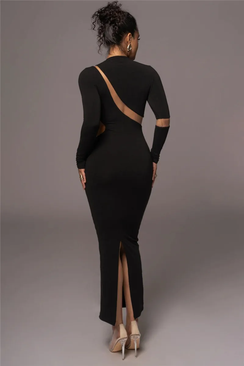 Mozision Turtleneck Long Sleeve Bodycon Maxi Dress For Women Autumn New Patchwork Hollow Out Club Party Sexy Long Dress Vestidos Mozision Turtleneck Long Sleeve Bodycon Maxi Dress For Women Autumn New Patchwork Hollow Out Club Party Sexy Long Dress Vestidos
