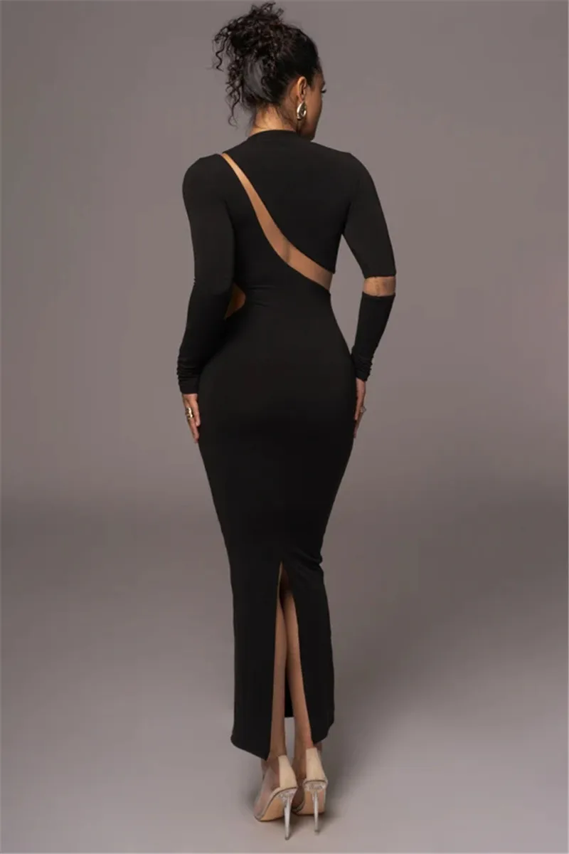 Mozision Turtleneck Long Sleeve Bodycon Maxi Dress For Women Autumn New Patchwork Hollow Out Club Party Sexy Long Dress Vestidos Mozision Turtleneck Long Sleeve Bodycon Maxi Dress For Women Autumn New Patchwork Hollow Out Club Party Sexy Long Dress Vestidos