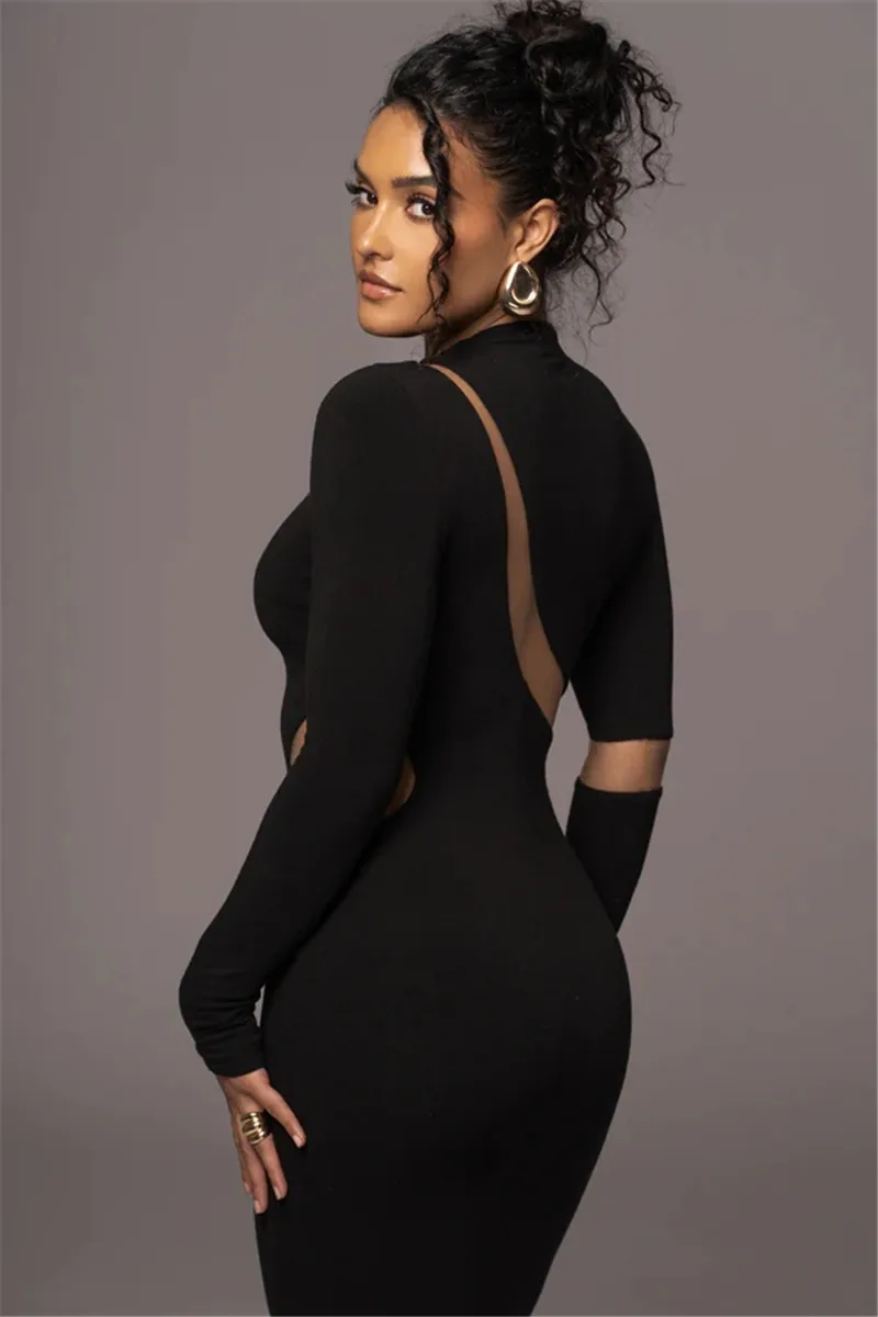 Mozision Turtleneck Long Sleeve Bodycon Maxi Dress For Women Autumn New Patchwork Hollow Out Club Party Sexy Long Dress Vestidos Mozision Turtleneck Long Sleeve Bodycon Maxi Dress For Women Autumn New Patchwork Hollow Out Club Party Sexy Long Dress Vestidos