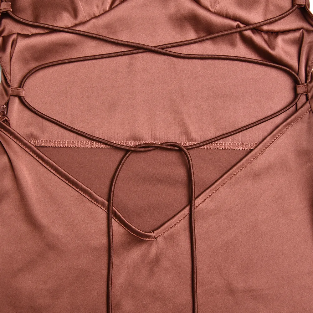 Articat Sexy Spaghetti Strap Bodycon Satin Dress With Open Back Lace Up Female Long Dress Elegant Party Club Evening Dress 2024 Articat Sexy Spaghetti Strap Bodycon Satin Dress With Open Back Lace Up Female Long Dress Elegant Party Club Evening Dress 2024