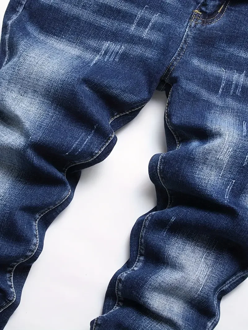 Men's Stretchy Denim Jeans For Men Simple Slim Casual Straight Fashion Classic Pants Cargo Denim Jeans Solid Streetwear Trousers