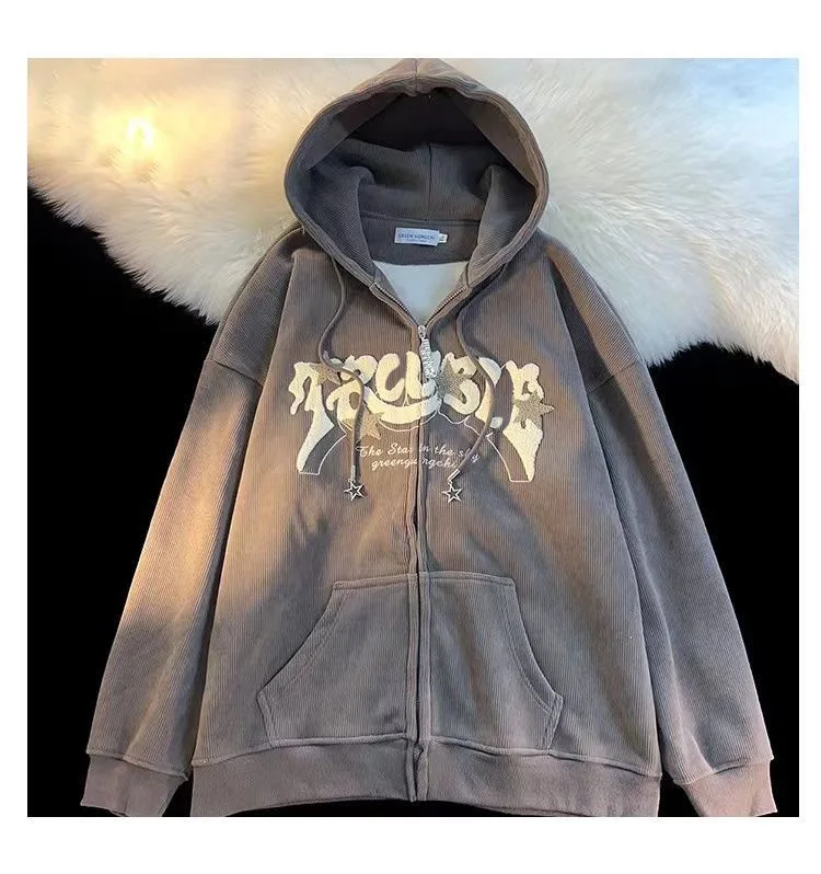 Fashion Embroidery Zip Up Hoodies Women Autumn Long Sleeve Tops Loose Hood Shirt Harajuku Y2K Clothes Female Sweatshirt Jacket Fashion Embroidery Zip Up Hoodies Women Autumn Long Sleeve Tops Loose Hood Shirt Harajuku Y2K Clothes Female Sweatshirt Jacket