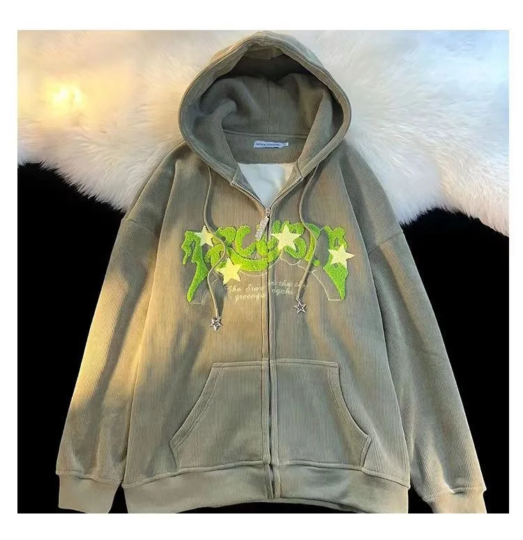 Fashion Embroidery Zip Up Hoodies Women Autumn Long Sleeve Tops Loose Hood Shirt Harajuku Y2K Clothes Female Sweatshirt Jacket Fashion Embroidery Zip Up Hoodies Women Autumn Long Sleeve Tops Loose Hood Shirt Harajuku Y2K Clothes Female Sweatshirt Jacket