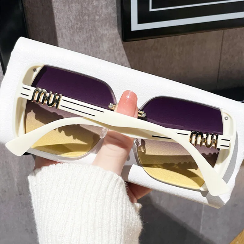 2024 New Fashion Cool Sunglasses Women Luxury Brand Letters Anti Strong Light Vintage Rimless Sun Glasses Ladies Gafas UV400 - Image 5