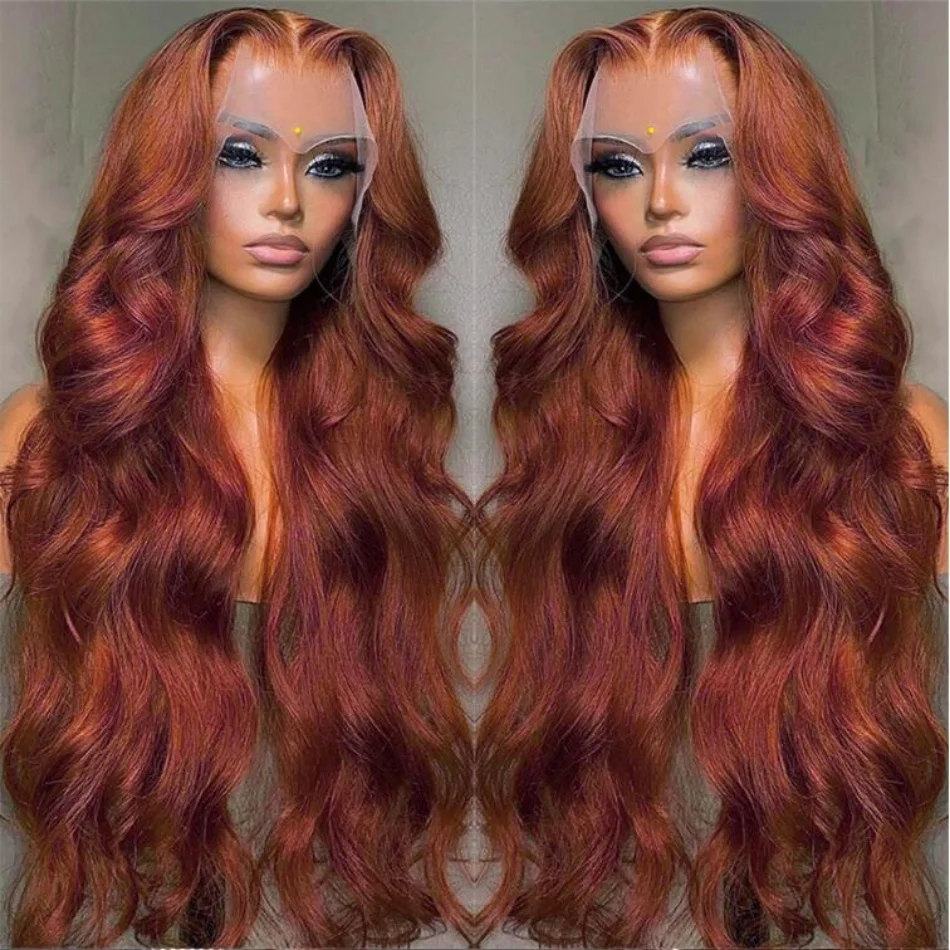 HD 13x4 Reddish Brown Lace Front Wig Colored Glueless Human Hair Wigs Brazilian Body Wave Red Brown Lace Frontal Human Hair Wigs