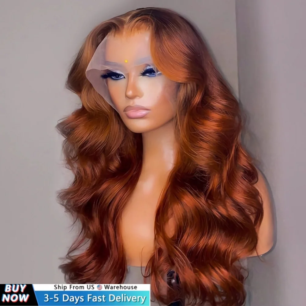 HD 13x4 Reddish Brown Lace Front Wig Colored Glueless Human Hair Wigs Brazilian Body Wave Red Brown Lace Frontal Human Hair Wigs
