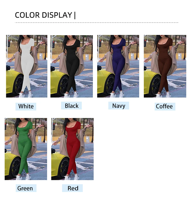 2024 Spring and Summer New Women's One-piece Short Sleeve Solid Color Sexy Slim One-piece Fashion Activity Street One-piece Suit