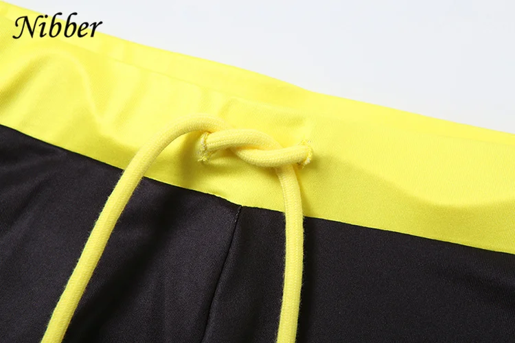 Nibber Women Tracksuit 2 Piece Set Stroke Tight Hipster Letter Print Sporty Casual Crop Tops+Shorts Vitality Matching Outfits