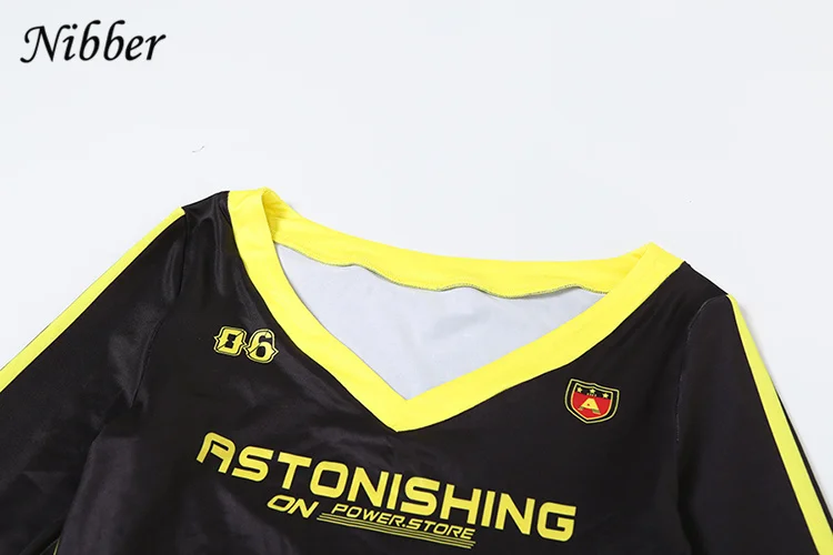 Nibber Women Tracksuit 2 Piece Set Stroke Tight Hipster Letter Print Sporty Casual Crop Tops+Shorts Vitality Matching Outfits