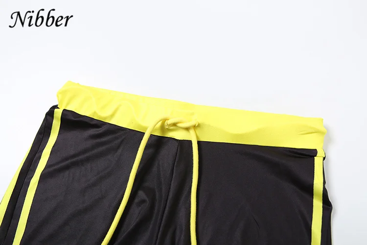 Nibber Women Tracksuit 2 Piece Set Stroke Tight Hipster Letter Print Sporty Casual Crop Tops+Shorts Vitality Matching Outfits