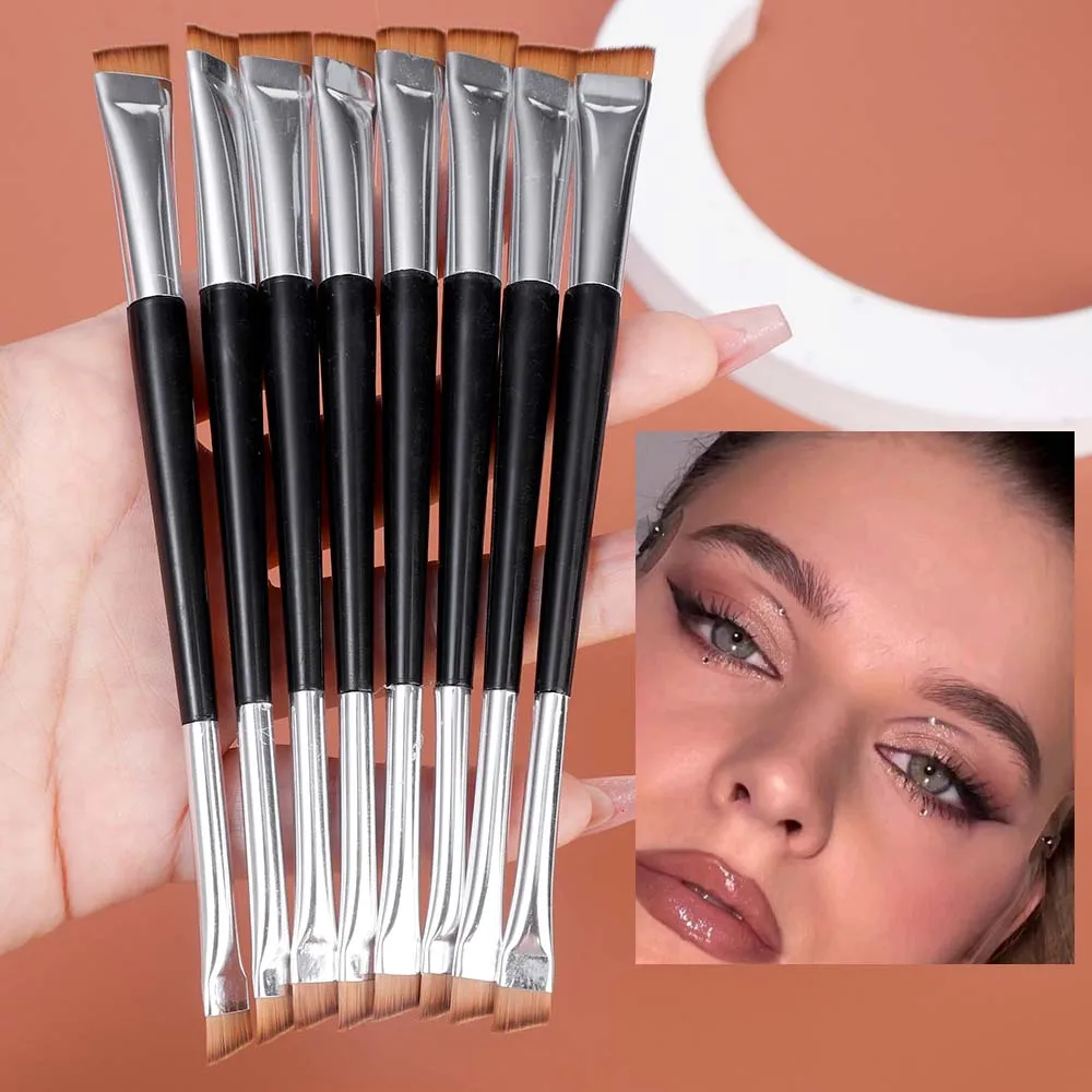 Professional Eyebrow Brush Eyeliner Angled Flat Head Blade Eye Liner Brow Contour Makeup Brushes Double-head Make Up Tools 15pcs - Image 4