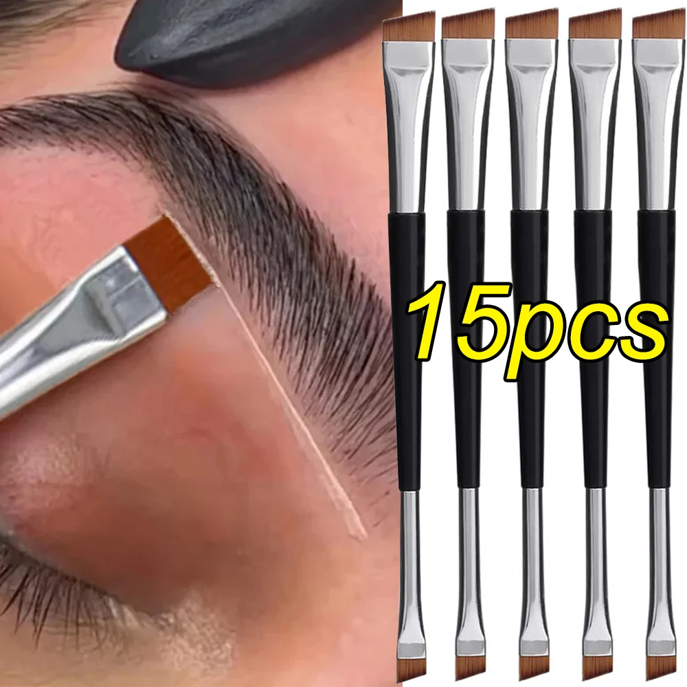Professional Eyebrow Brush Eyeliner Angled Flat Head Blade Eye Liner Brow Contour Makeup Brushes Double-head Make Up Tools 15pcs Professional Eyebrow Brush Eyeliner Angled Flat Head Blade Eye Liner Brow Contour Makeup Brushes Double-head Make Up Tools 15pcs