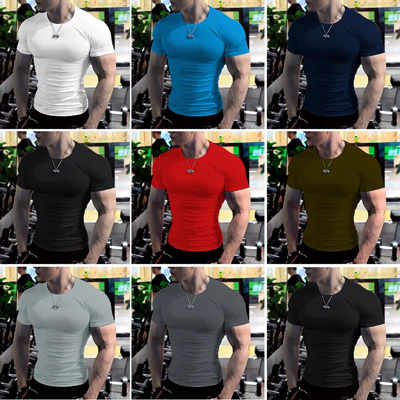 Summer Male t-Shirt Casual Soild White t Shirts Men Short Sleeve Top Oversized Compression Gym t-Shirts Streetwear Man Clothing - Image 5