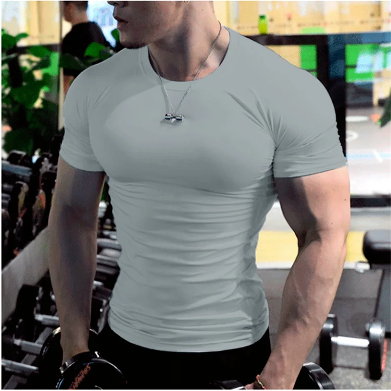 Summer Male t-Shirt Casual Soild White t Shirts Men Short Sleeve Top Oversized Compression Gym t-Shirts Streetwear Man Clothing - Image 2